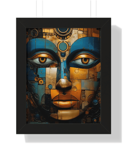 Gilded Whispers Poster: Dark gold and gray surrealism in a captivating front view, showcasing intricate details and rich tones.