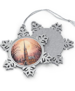 Winter Wonderland Celebration - Uniques Charm Christmas Village Pewter Snowflake Ornament 