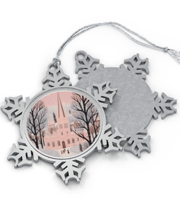 Vintage Holiday Elegance - Uniques Vintage Charm - Old Christmas Village Pewter Snowflake Ornament 
