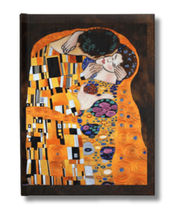 Klimt's Gilded Embrace: Front cover allure, a ruled-line masterpiece inspired by The Kiss's iconic gilded romance.