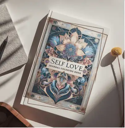 Embrace Your Essence - Self-Love Journal and Coloring Book Cover: A harmonious blend of mindful coloring and reflective journaling