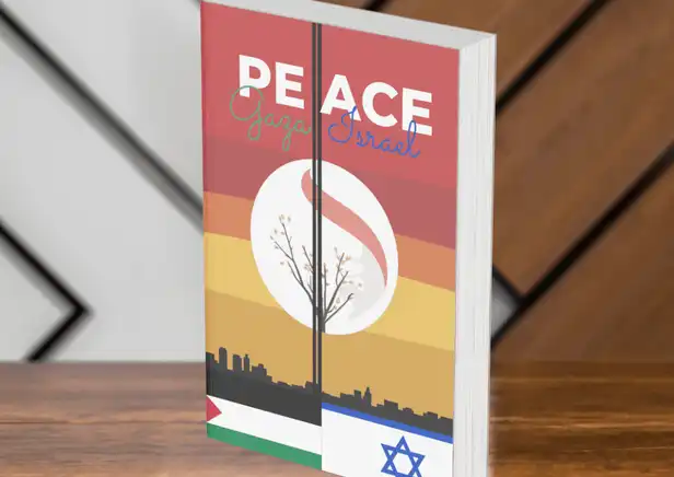 Gaza Israel Peace Journal: Exploring What Started the War in Israel 2023 - Showcasing a Side Profile on a Wooden Table.