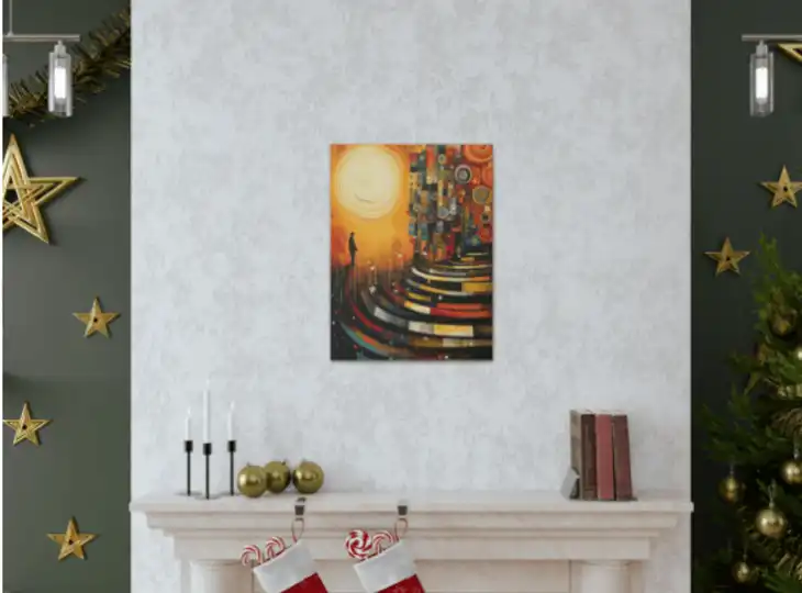 Festive fireplace decor with 'Spiritual Totems' by Uniques.